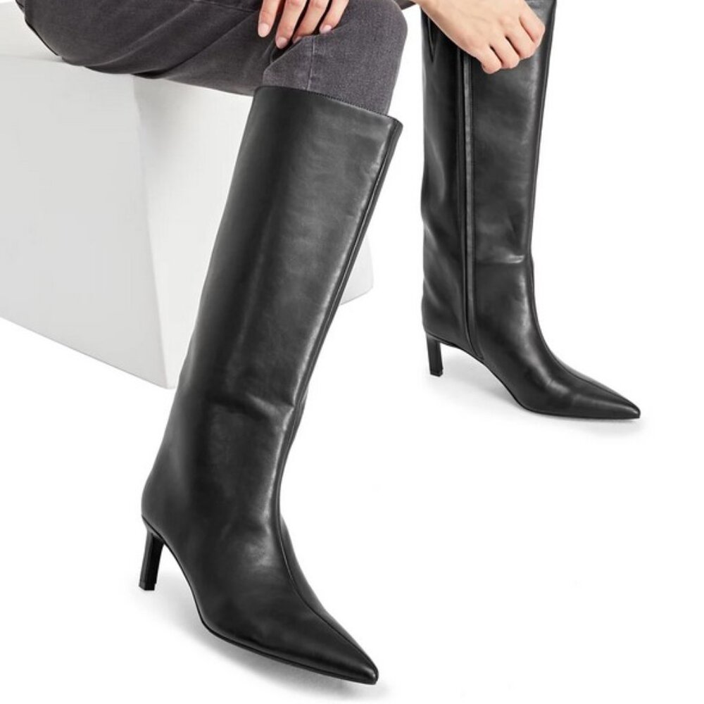 Knee High Kitten Heel Boots